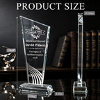 Personalized Crystal Trophy Award - Custom Plaque Award with Text Logo Photo - Employee Recognition Awards and