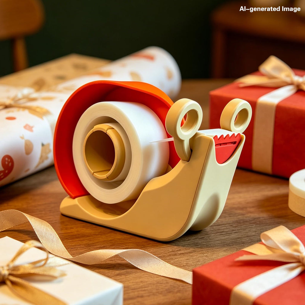 3D Printed Tape Holder, Snail Tape Dispenser for Gift Wrapping