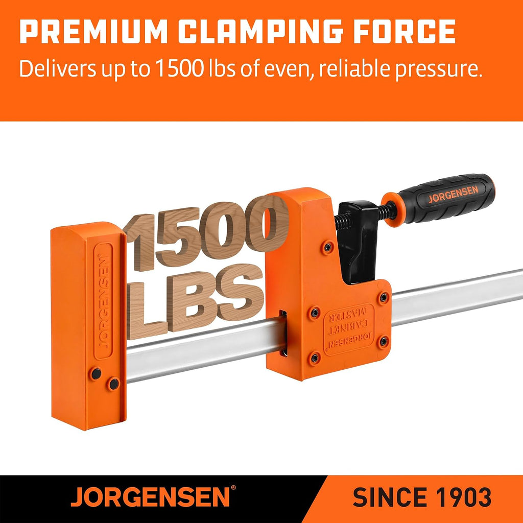 30-inch Bar Clamps Set, 2-pack Cabinet Master 90° Parallel Clamps | Steel Jaw Bar Clamps for Woodworking, 1500 lbs