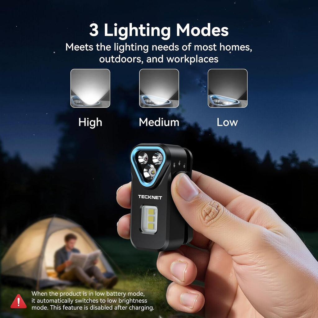 EDC Flashlight Clip-on Light, Rechargeable Mini Pocket Flashlight | 650 Lumens, 7 Lighting Modes, Magnetic Flash
