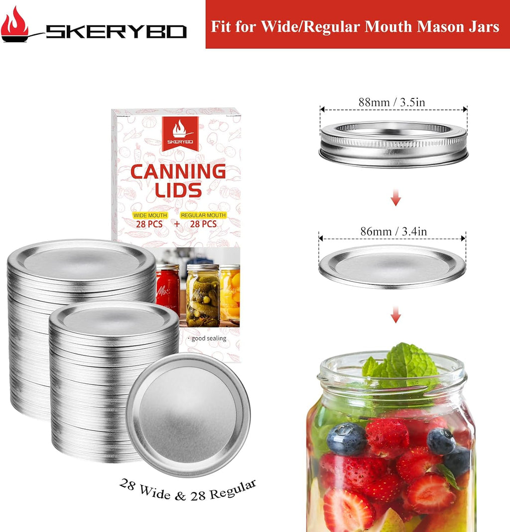 Canning Lids Regular and Wide Mouth, Mason Jar Lids Only for Ball, Kerr Jars (56)
