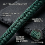 3 Pack Garden Twine, 36 Strands Nylon Twine 2.1mm Thick 754ft Green Mason Line, Heavy Duty Twisted Nylon Rope for