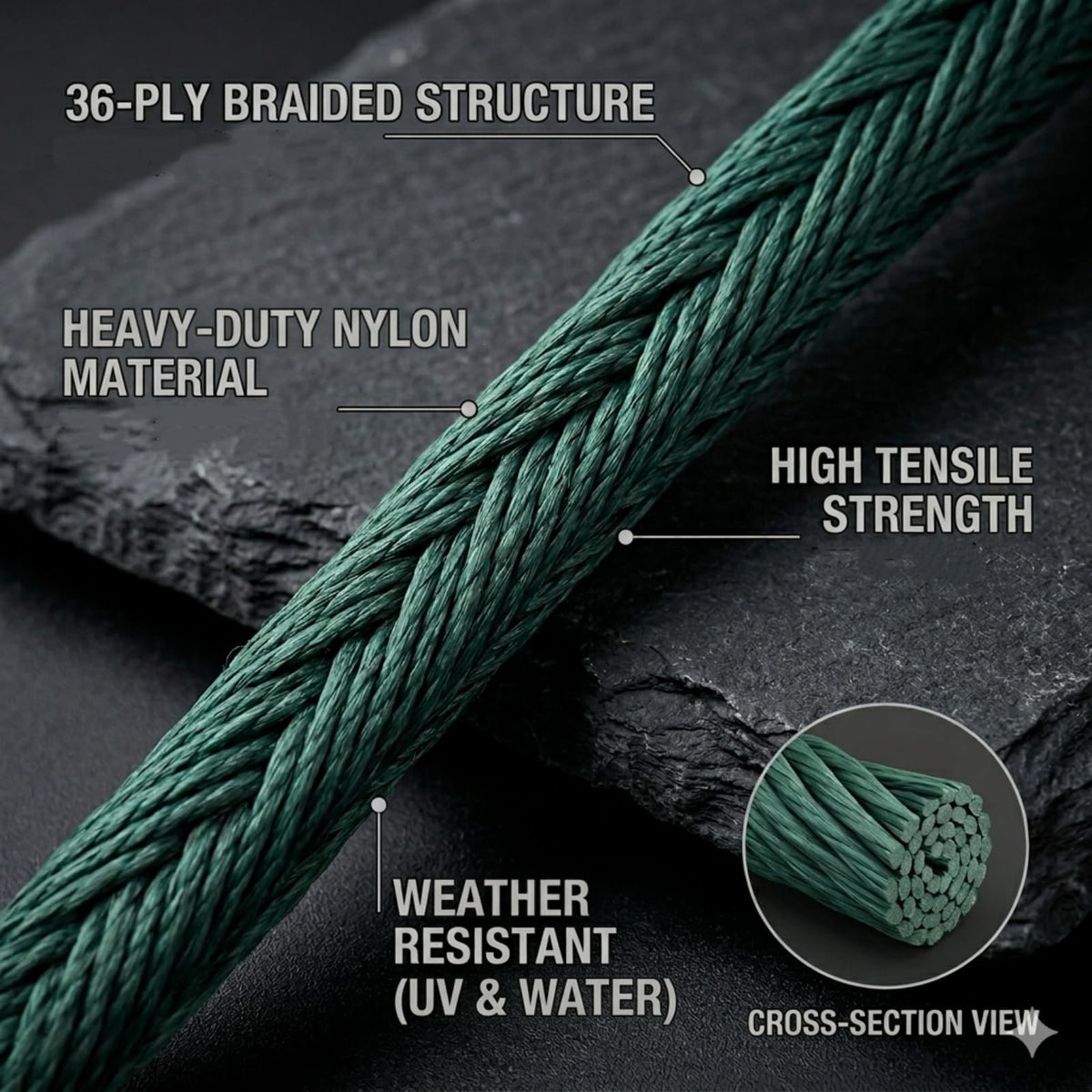 3 Pack Garden Twine, 36 Strands Nylon Twine 2.1mm Thick 754ft Green Mason Line, Heavy Duty Twisted Nylon Rope for