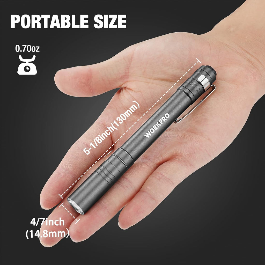 LED Pen Light, Aluminum Pen Flashlights, Pocket Flashlight with Clip for Inspection, Emergency, Everyday, 2AAA
