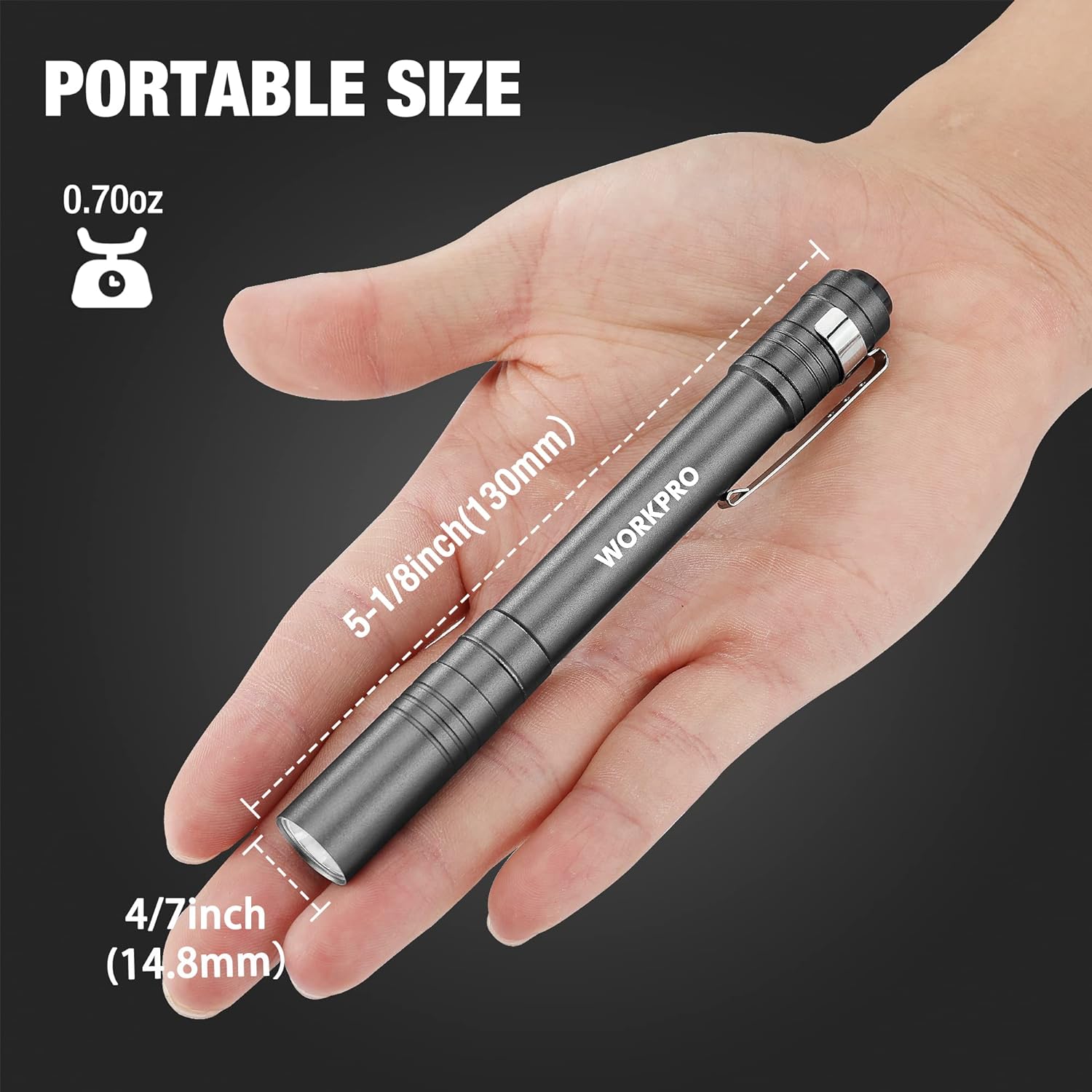 LED Pen Light, Aluminum Pen Flashlights, Pocket Flashlight with Clip for Inspection, Emergency, Everyday, 2AAA