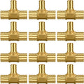 12 Pack 3/4" × 3/4" × 1/2" Brass PEX TEE Fittings