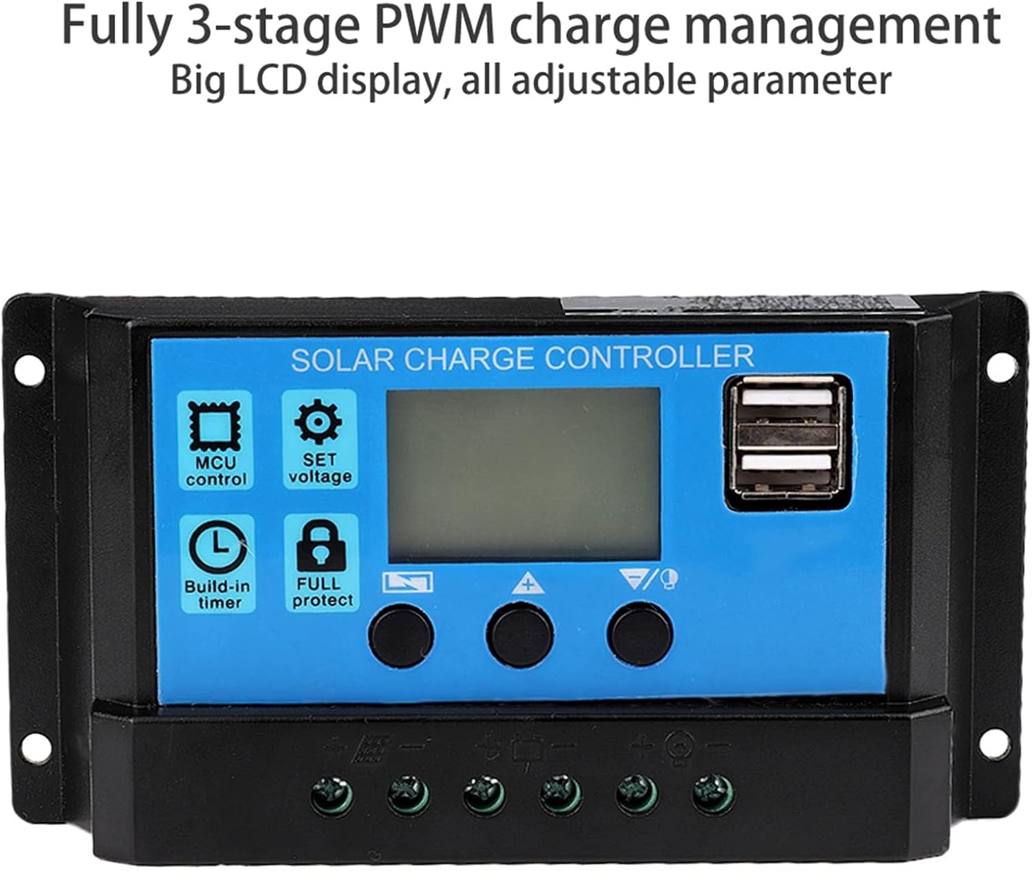 Solar Charge Controller, 12V-24V MPPT PWM Battery Controller with LCD Display, 40A Dual USB