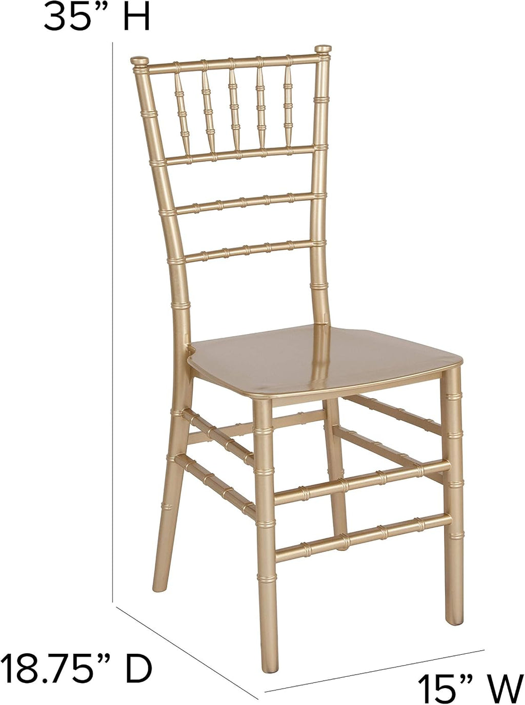 2 Pack HERCULES Series Gold Resin Stacking Chiavari Chair
