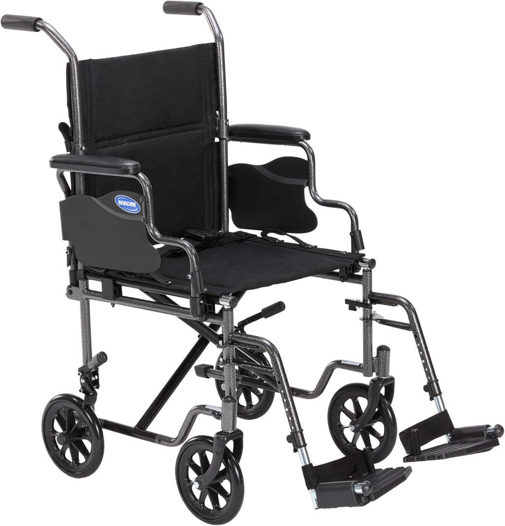 Transport Wheelchair for Adults, Compact Lightweight Wheel Chair with Foldable Backrest, Flip-Back & Removable