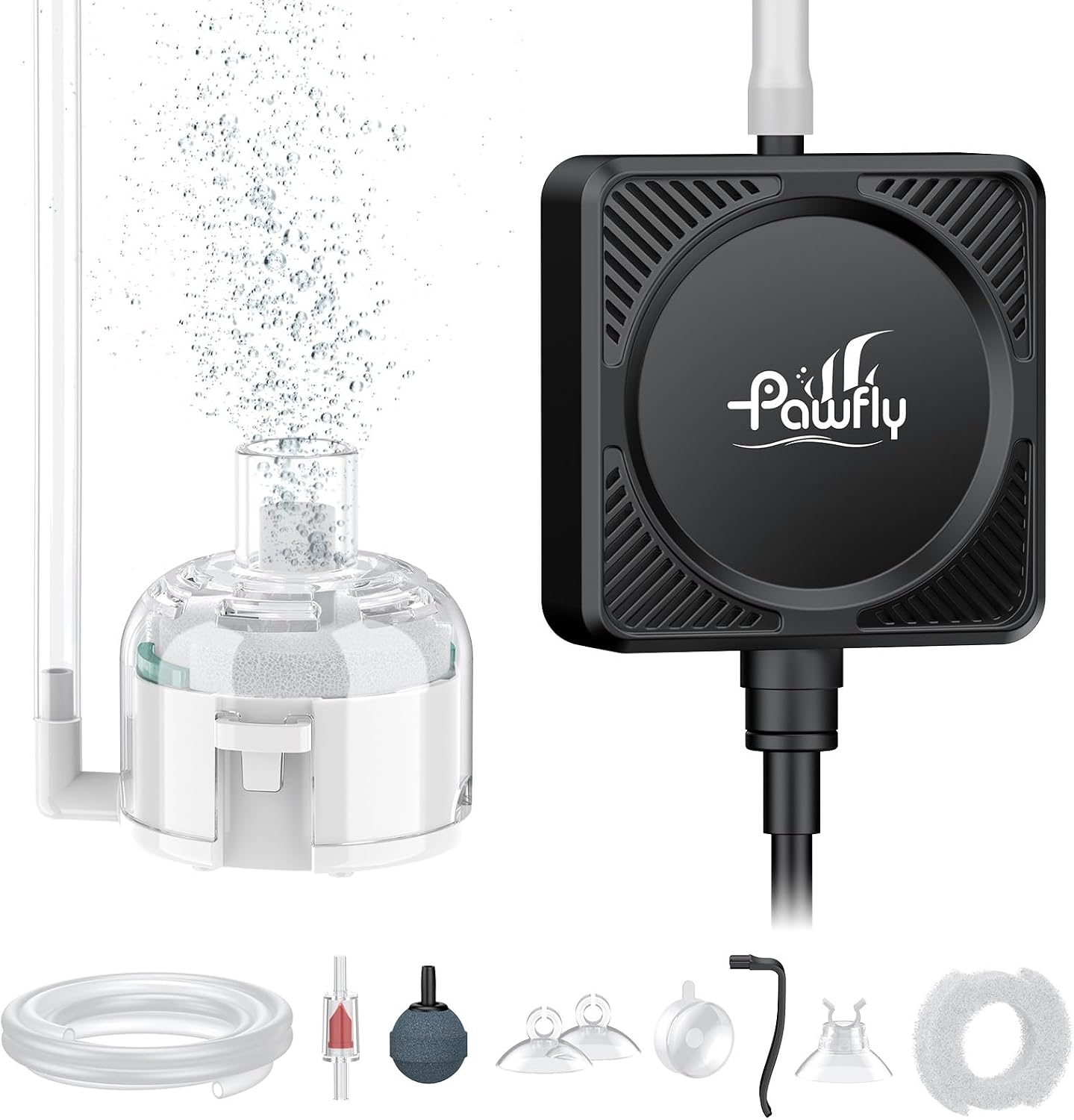 Mini Aquarium Air Pump, Ultra Quiet Oxygen Aerator Kit for 1-15 Gallon Fish Tanks with Air Tubing, Air Stone, Check