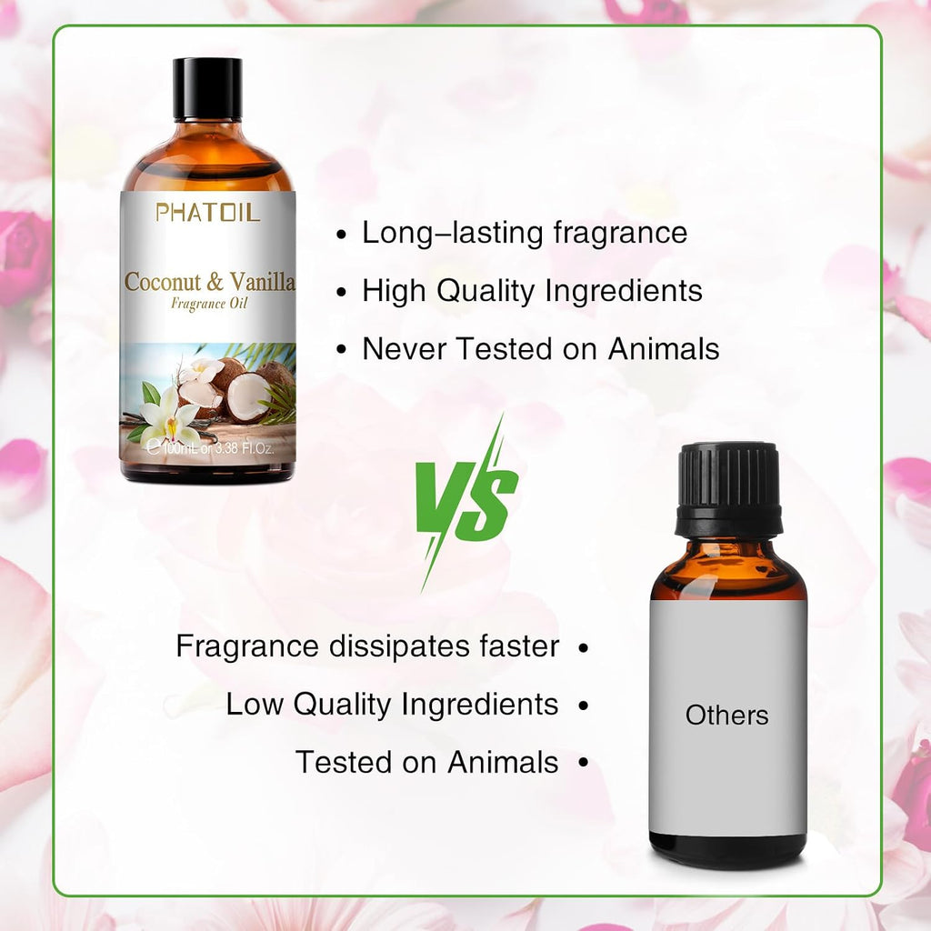 Coconut & Vanilla Fragrance Oil for Diffuser Aromatherapy 3.38FL.OZ | Long Lasting Scented Oils For Humidifier, Air