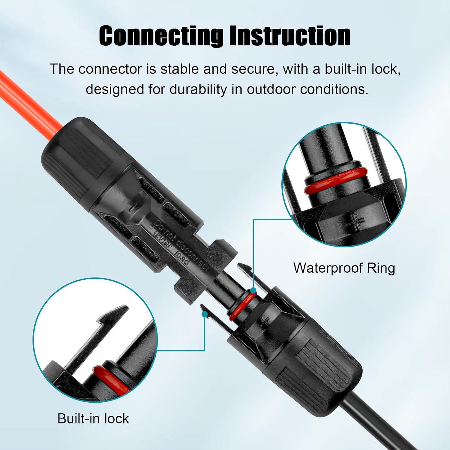 10 AWG Solar Extension Cable 2FT Black + 2FT Red, 10 Gauge Solar Panel Wire Male to Female Tinned Copper Wire for