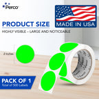Neon Green Round Circle Dot Sticker 2-Inch Labels with Perforation for Easy Tear-Off, 500 Stickers per Roll - in