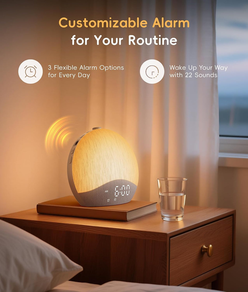 Sunrise Alarm Clock, White Noise Machine, Sound Machine for Bedroom | Wake Up Light with BT Speaker, 26 Sleep Sounds