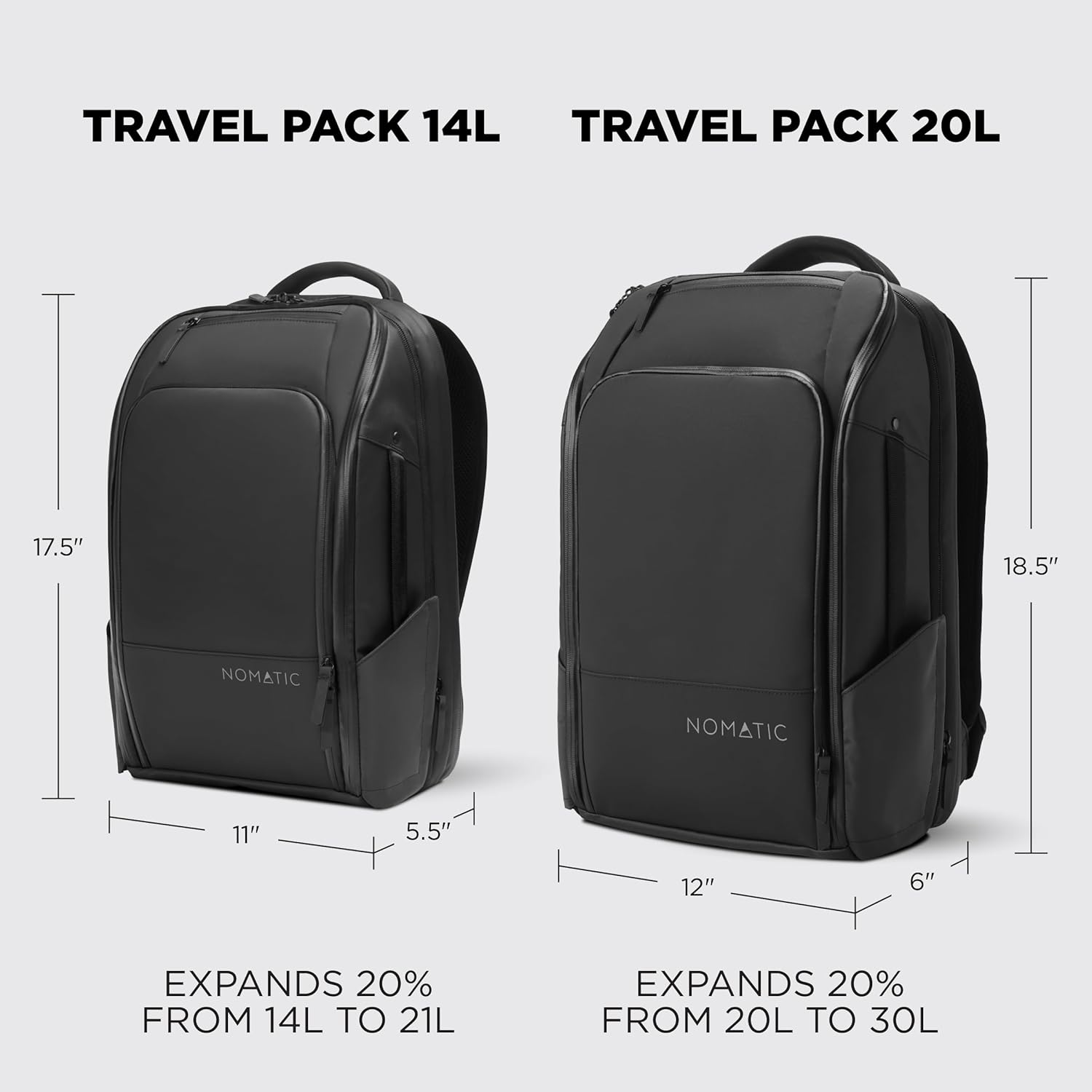 20L Travel Pack - Mens Travel Backpack - Expandable to 30L - Water Resistant Daypack - TSA-Ready - Lightweight