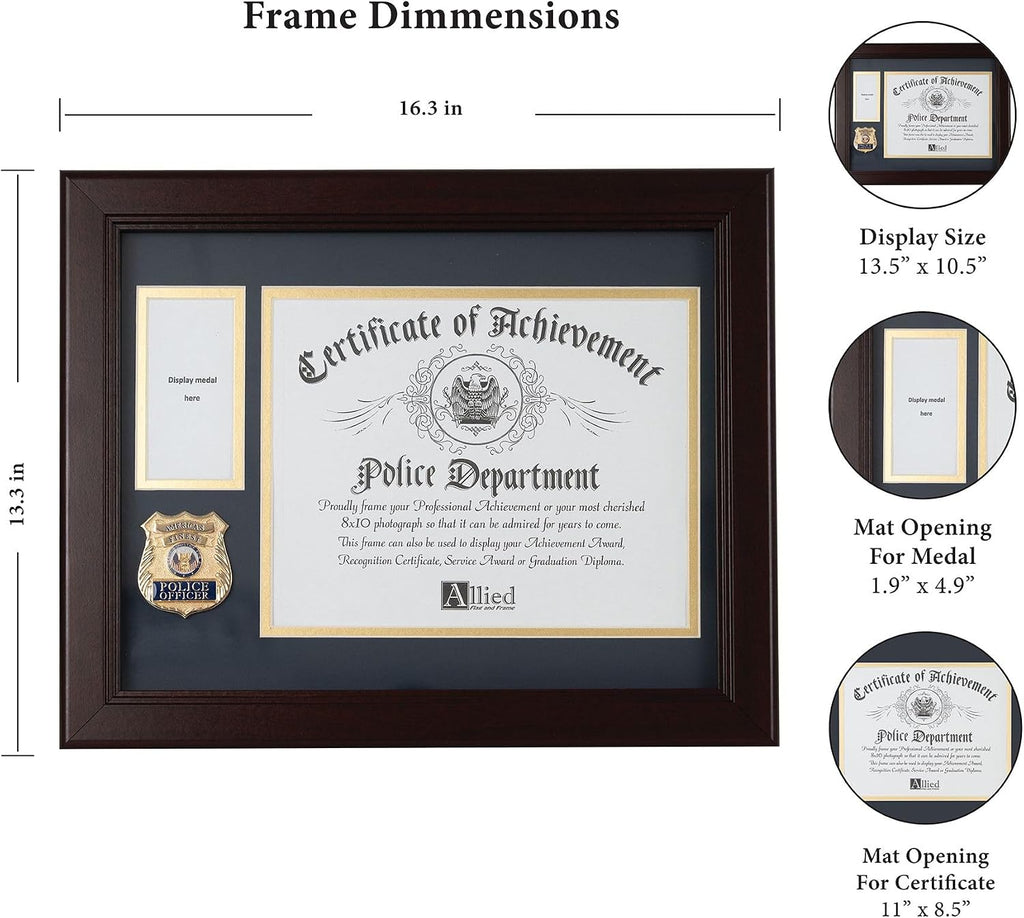 Allied Frame US Police Officer Medal and Award Certificate Frame - 8 x 10 Opening