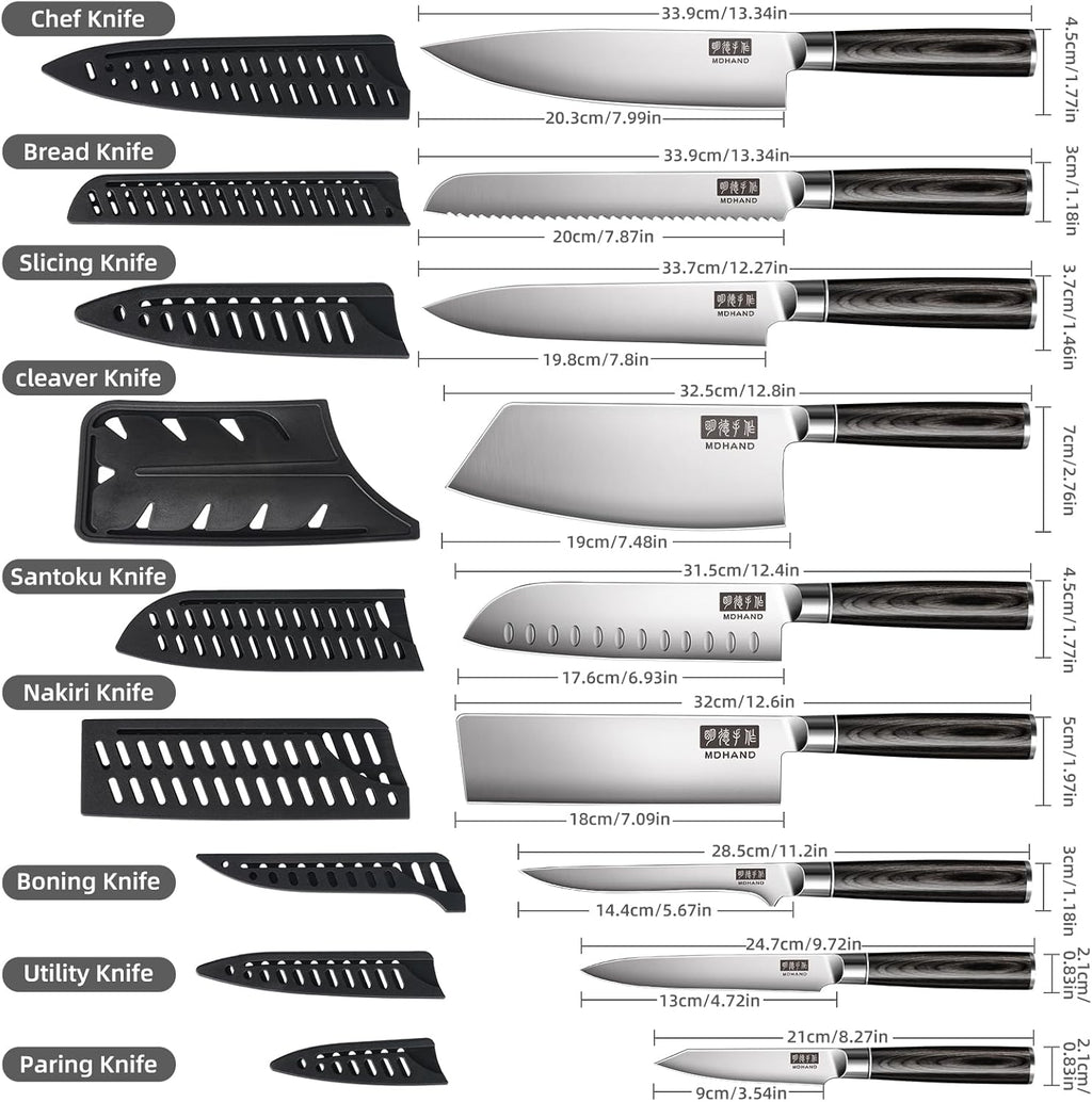 Chef Knife Set with Roll Bag, Ultra Sharp Japanese Kitchen Knife Set