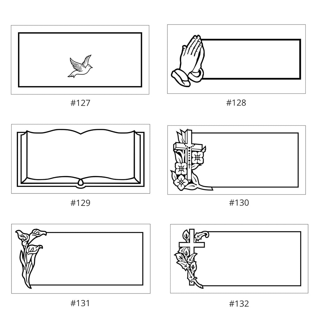 Headstone Marker- 20 x 10 x 3 - Monument Granite - Includes Engraving - Multiple Designs