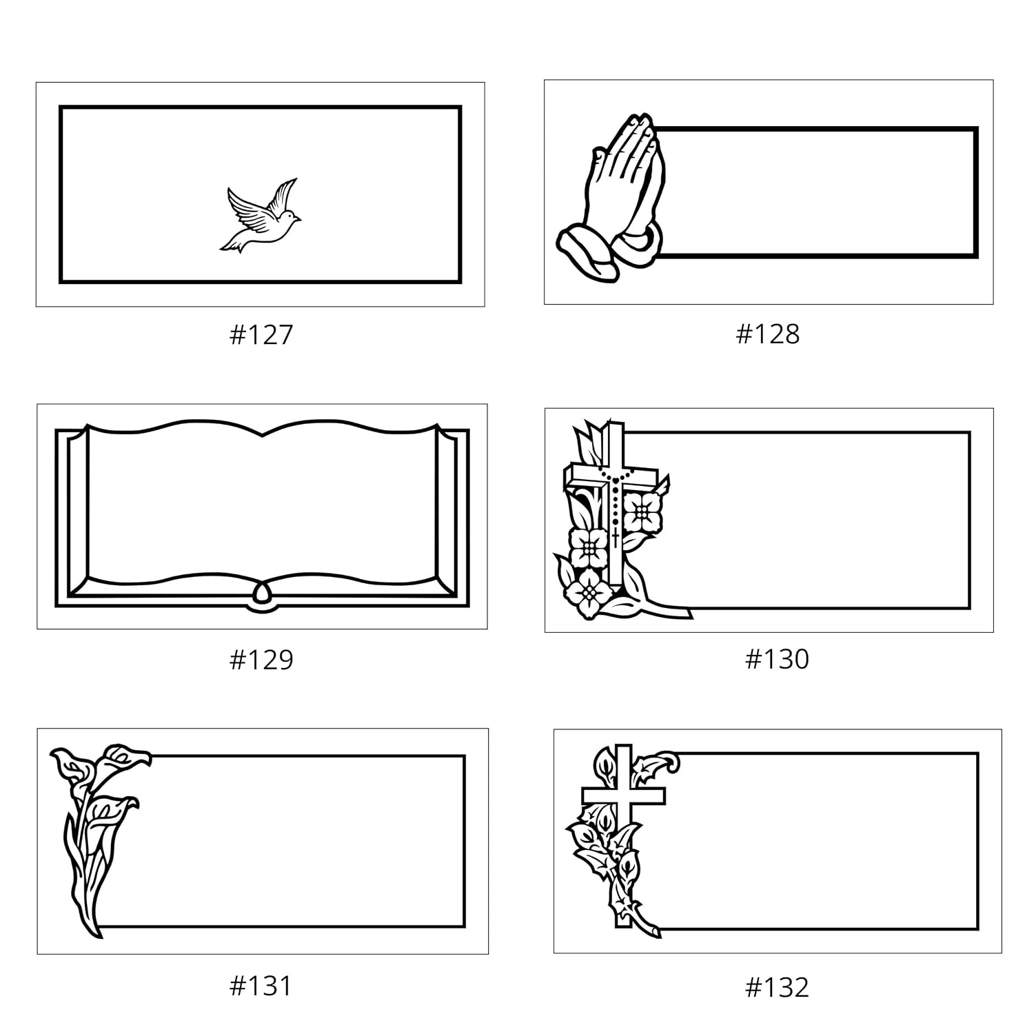 Headstone Marker- 20 x 10 x 3 - Monument Granite - Includes Engraving - Multiple Designs