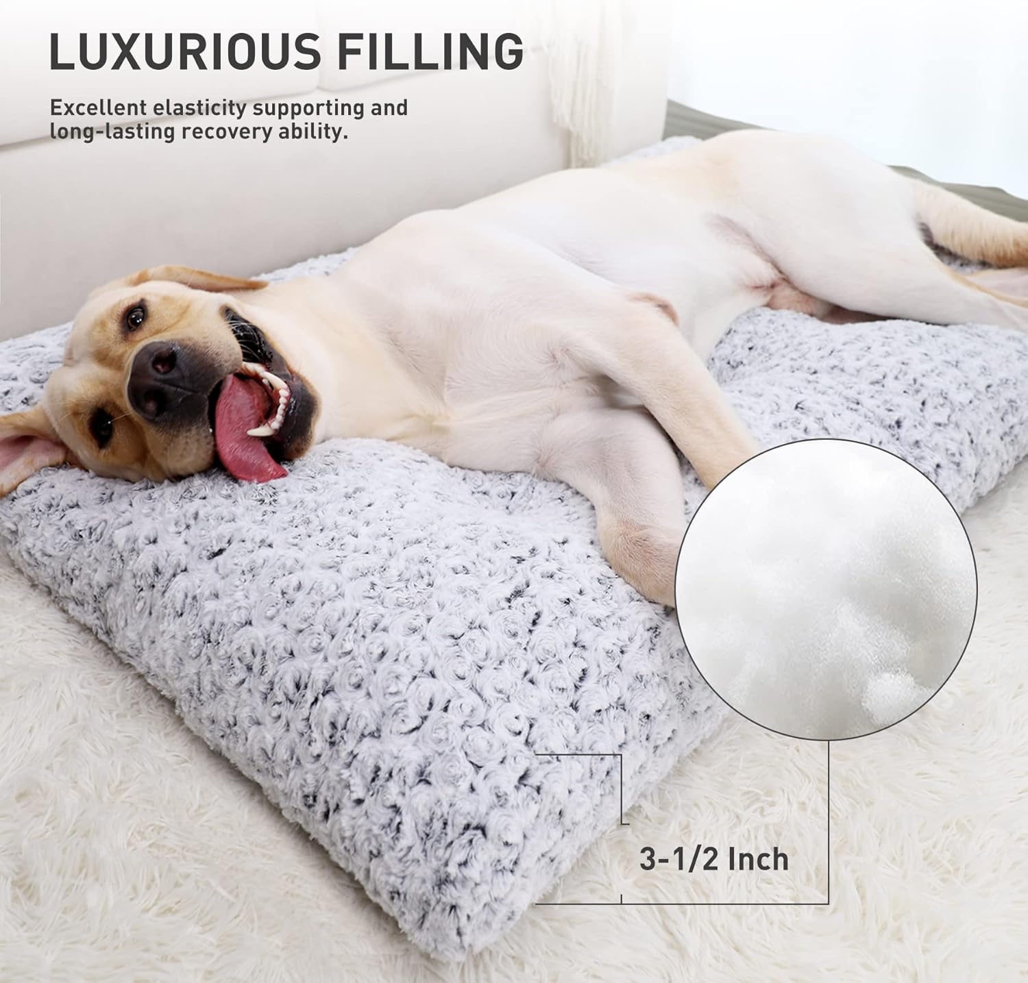 Washable Dog Bed Deluxe Plush Dog Crate Beds Comfy Kennel Pad Anti-Slip Pet Sleeping Mat for Large, Jumbo, Medium