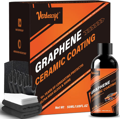 Graphene Ceramic Coating (50ml) - 20H Professional Top Coat Kit | Heavy Duty Paint Sealant, Hydrophobic & High Gloss