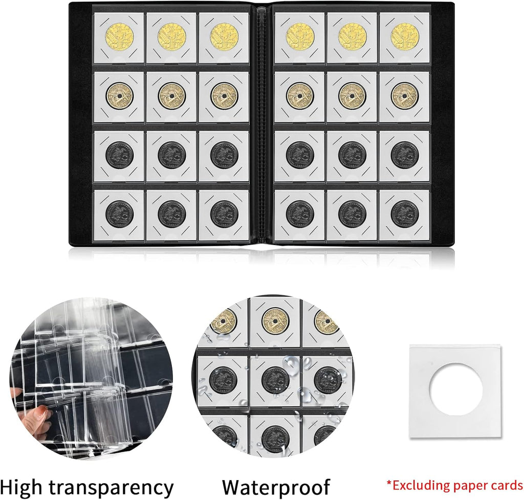 120 Pockets Coin Flip Holder Albums, 2x2 inches Coin Storage Books for Coin Cardboard Collection Holders, Collection