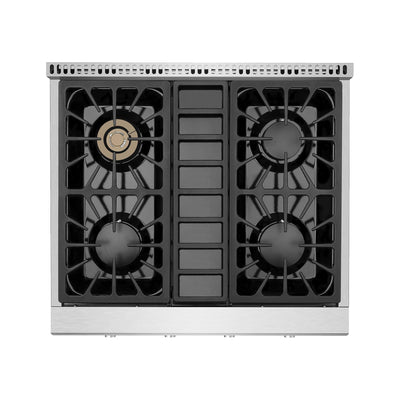 30 in. Slide-in Natural Gas Rangetop with 4 Burners in Stainless Steel