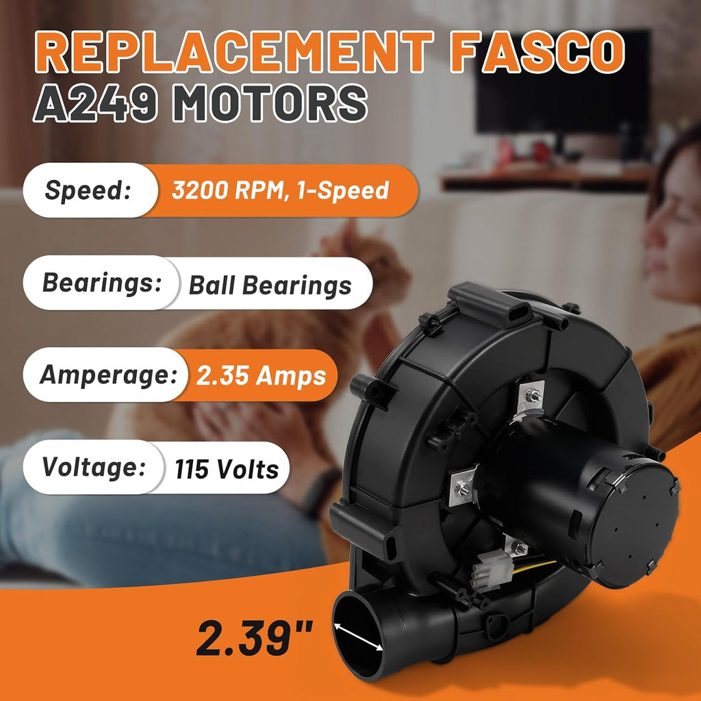 A249 Blower Motor for Lennox Draft Inducer 702112686 702113118 702113212 103618-03 103618-01 Replacement for Fasco A249 Motor 115V 3200 RPM, HVAC Furnace, 2 Year Worry-Free