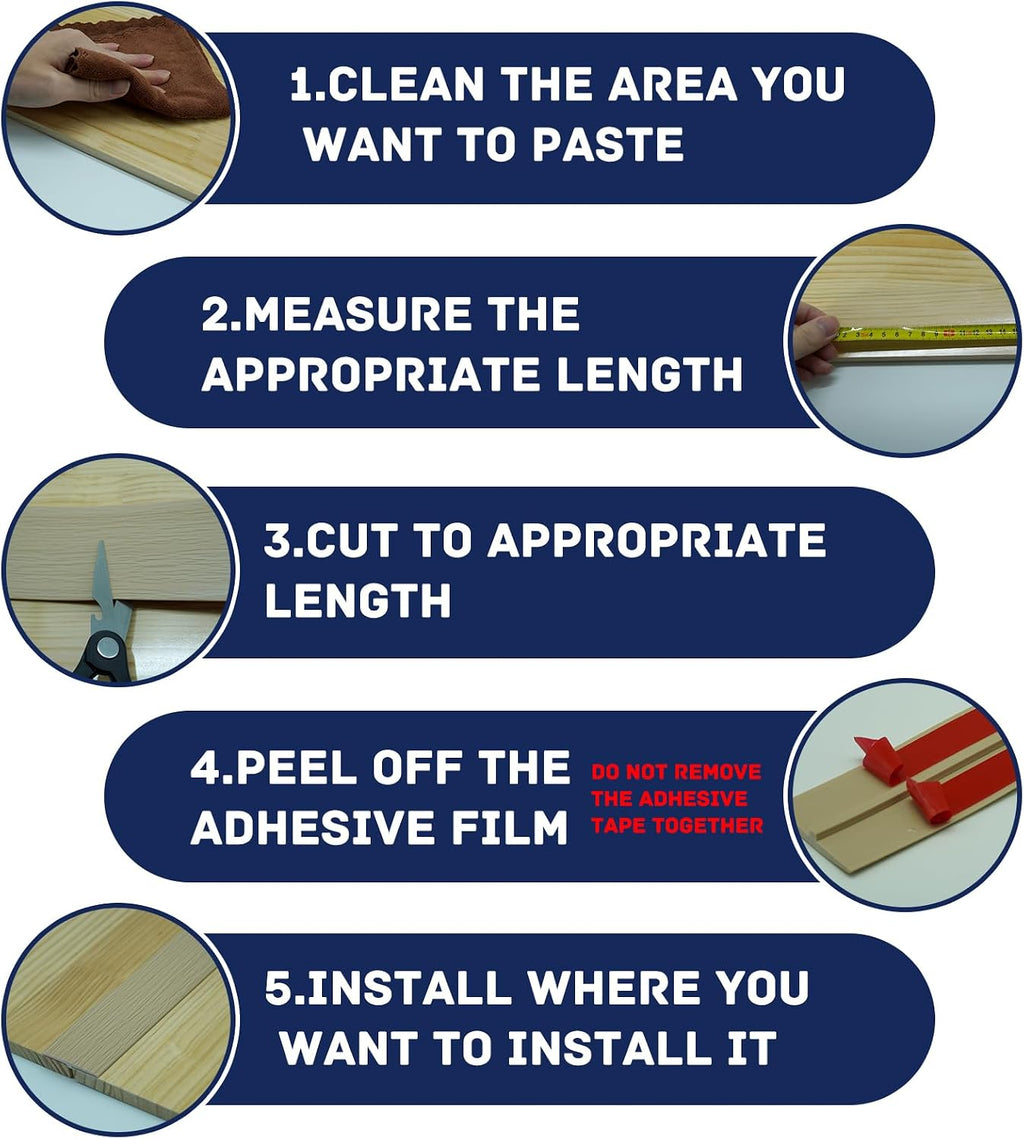 Self Adhesive Floor Transition Strip T Molding 10 ft x 1.97" (L x W) for Wood Tile Doorways Easy Install Gap Cover