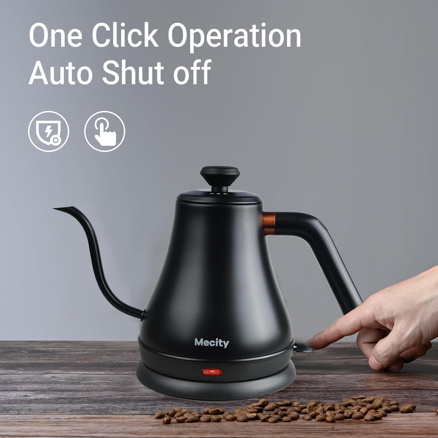 Electric Kettle Gooseneck Water Kettle Stainless Steel Tea Kettle Water Boiler Fast Heating, Auto Shut Off, 27 fl oz
