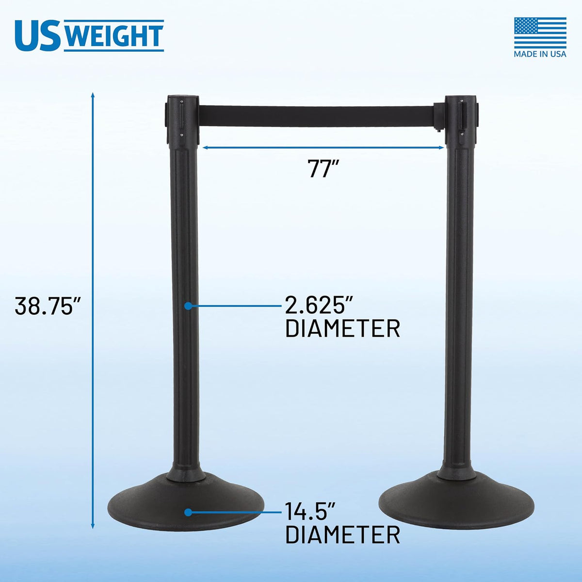 Sentry Stanchion – 6.5' Retractable Black Belt (2-Pack)
