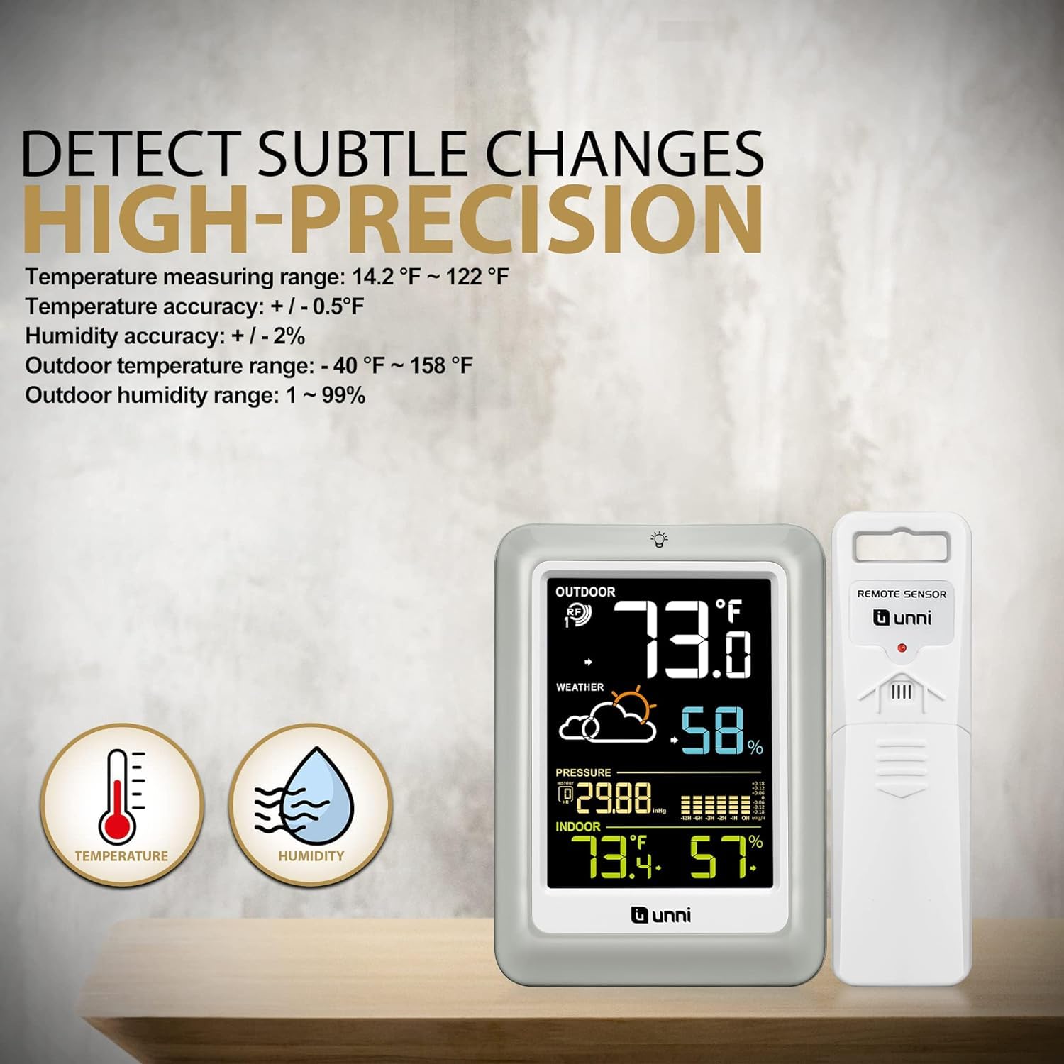 Indoor Outdoor Thermometer Wireless Weather Station 330ft Sensor, Multi | 330ft Range Sensor and Adjustable