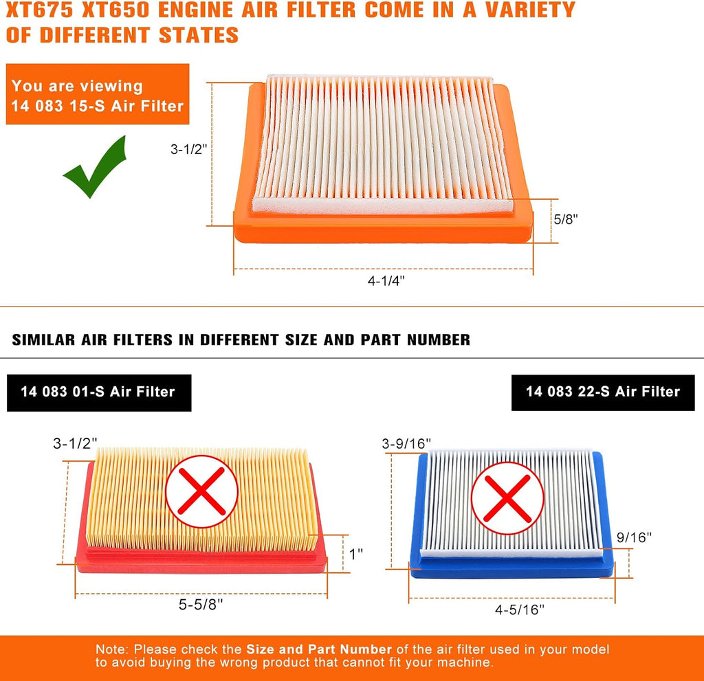Hipa XT675 14 083 15-S Air Filter for Kohler Toro 20371 6.75 149cc Engine