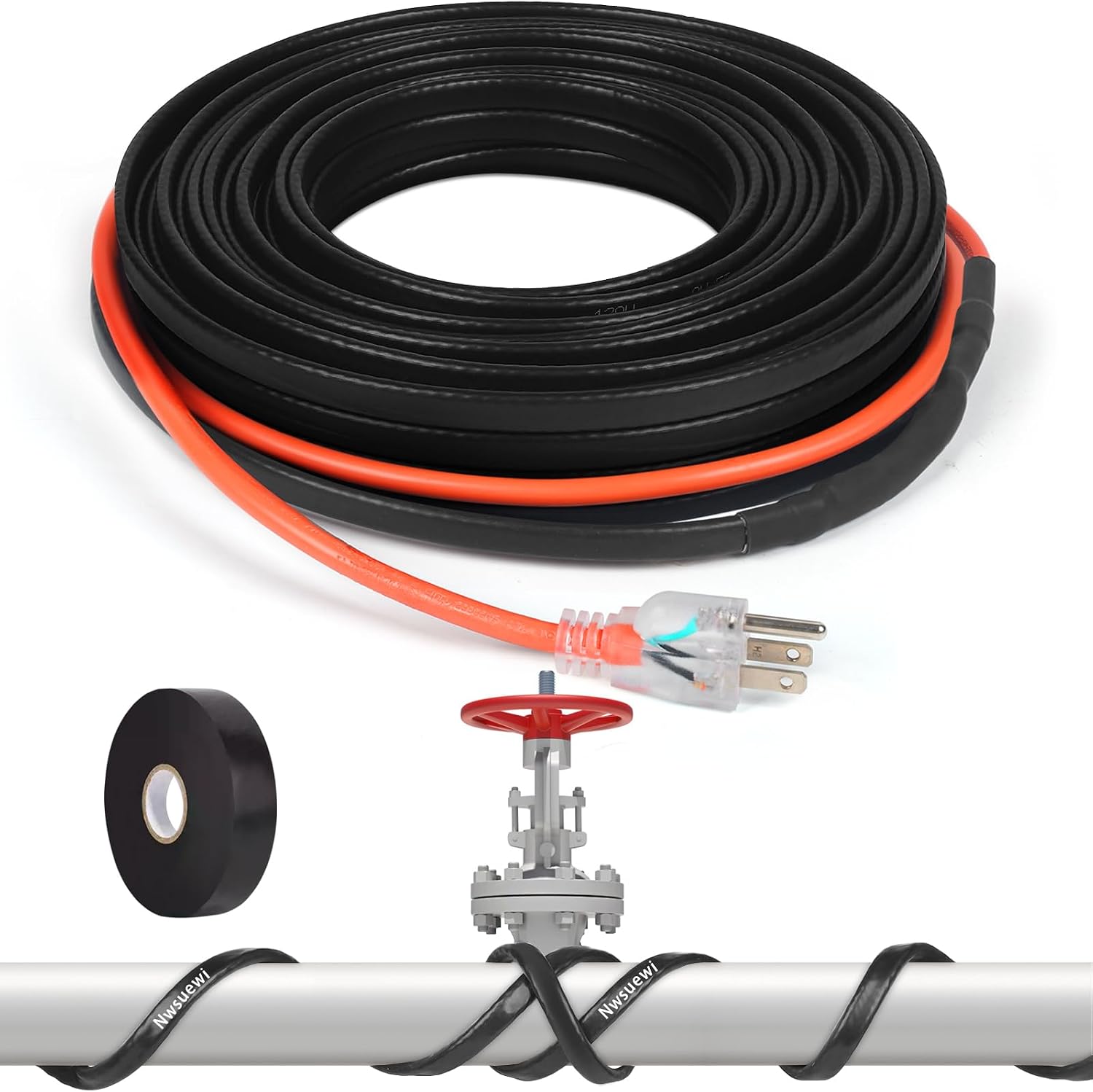 30FT Pipe Heat Tape, -40°F Freeze Protection,Heat Tape for Water Pipes | Heat Tape for Water Pipes,Freeze Protected