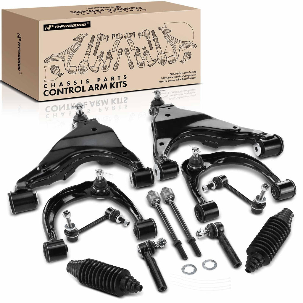 A-Premium 12Pcs Front Suspension Kit, Upper & Lower Control Arm