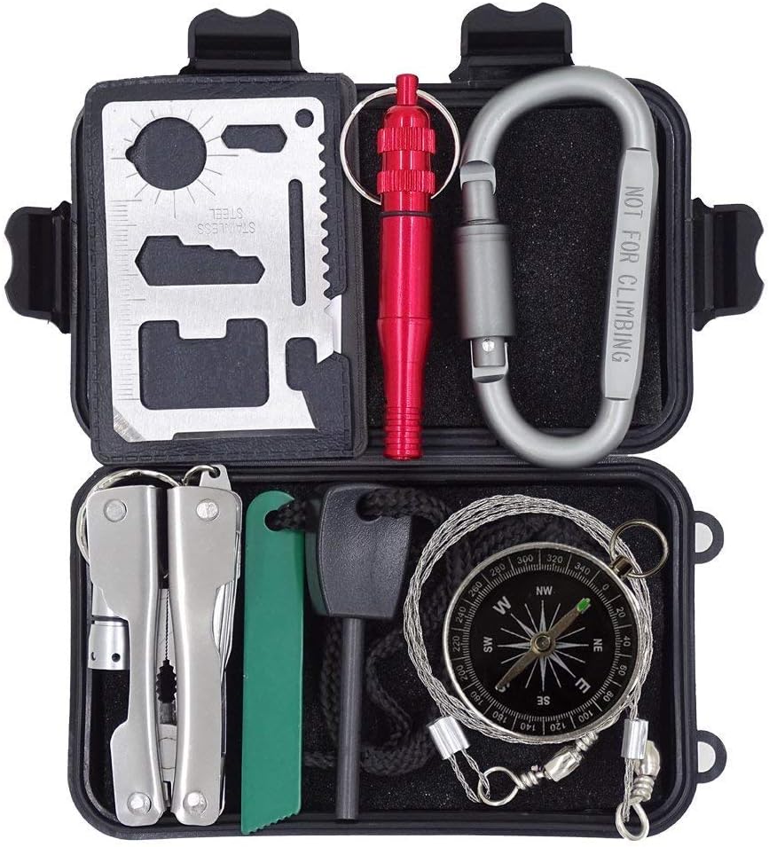 Outdoor Survival Kit 7 in 1,Mini Emergency Survival Gear Small Camping Equipment Pocket Tool Gadgets Stocking