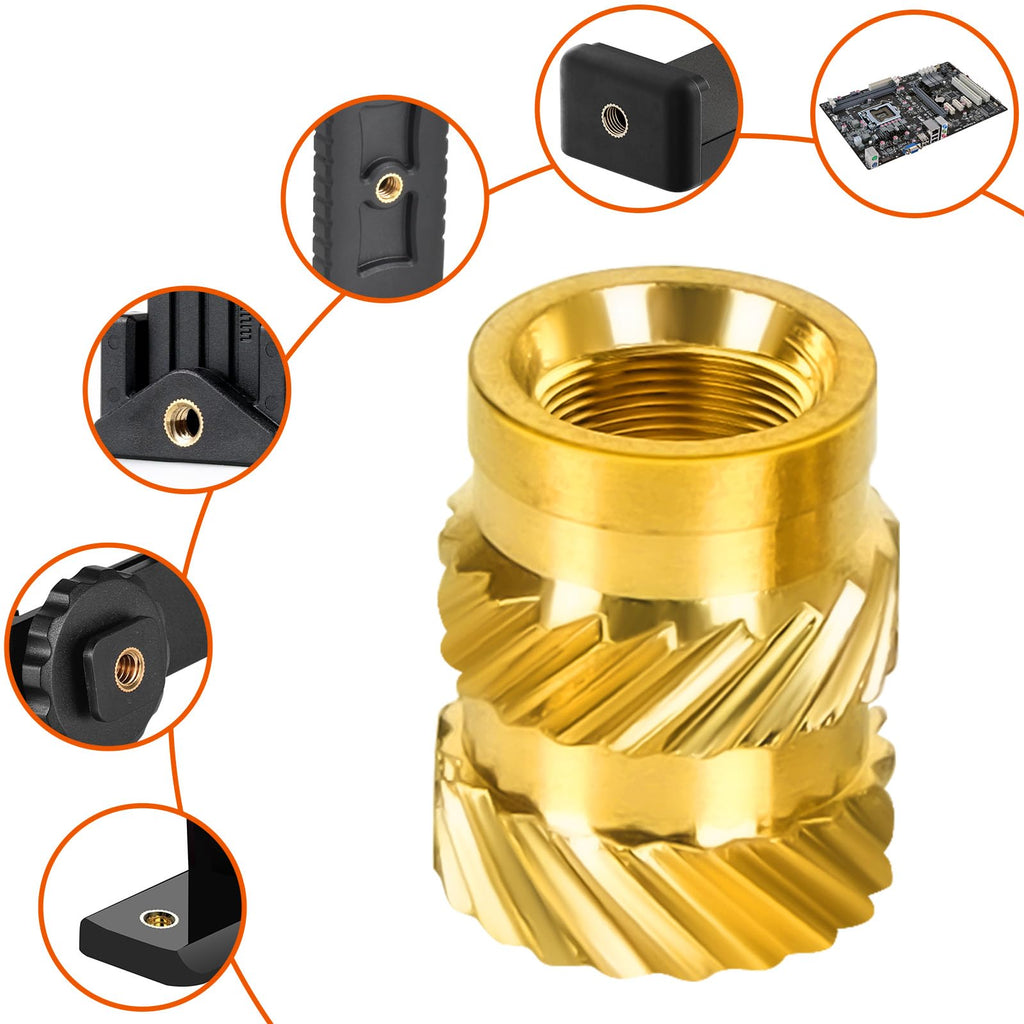 M4 Threaded Inserts, M4 x 8mm x 6mm Metric knurled Nuts, 100 PCS