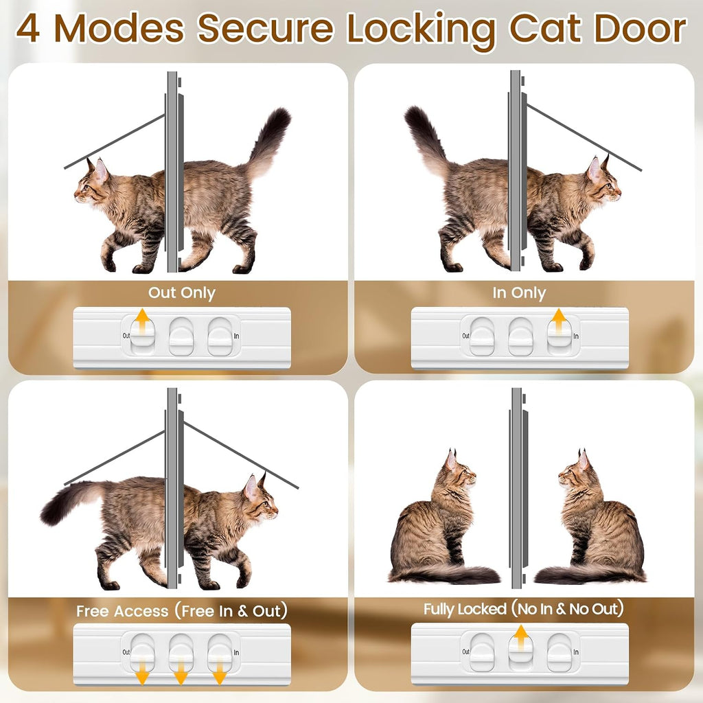 Adjustable Cat Door for Window, 27"-32" Quick Install