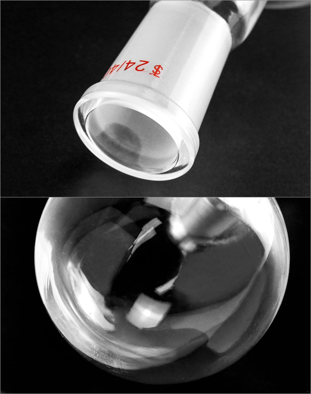 250ml Borosilicate Glass Boiling Flask with 24/40 Standard Taper Outer Joint, Single Neck Round Bottom, 2 Pack