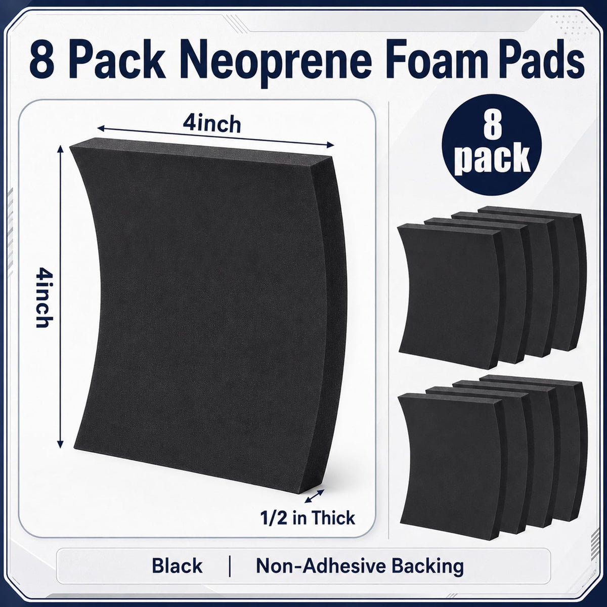 8 Pcs Non Adhesive Neoprene Foam Padding Sheets, Black