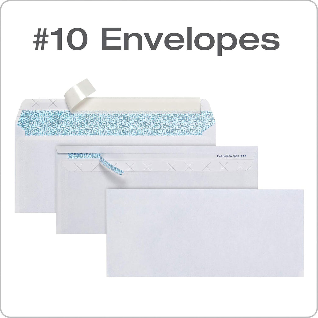 #10 Security Envelopes, 500 Pack, Self Seal Envelopes for Business Mailings, Tamper Evident, No Window, 4-1/8 x 9-1/2