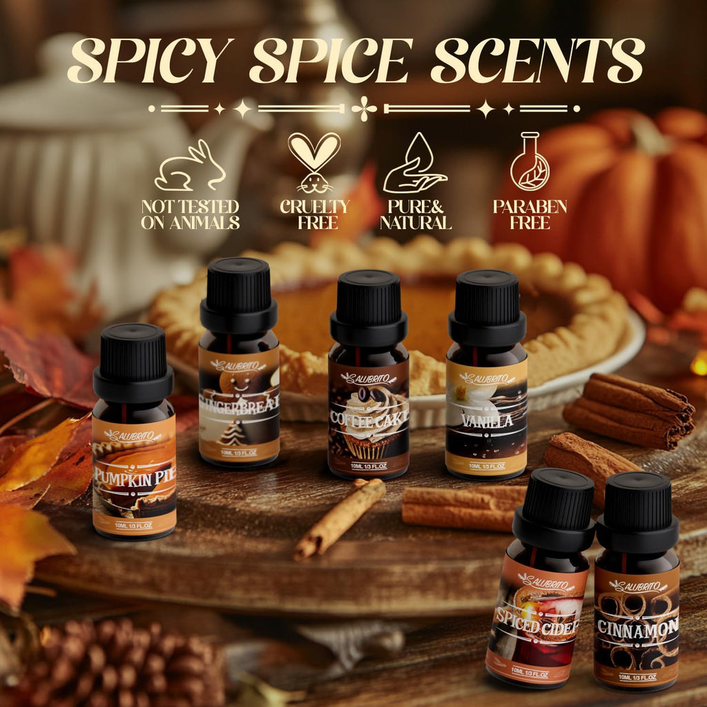 Spice Fragrance Oils Set, Premium Essential Oils Set for Diffuser, Candle, Soap Making, Warm Fall Scented Oil