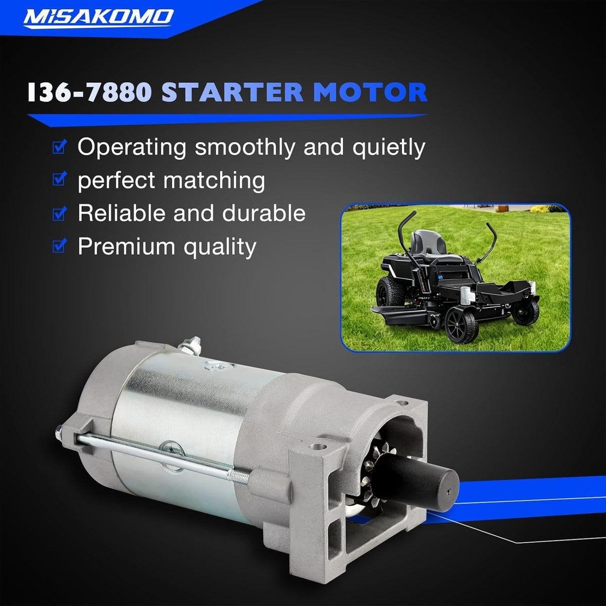 136-7880 Lawn Mower Starter Motor Fit for Toro Timecutter Titan, Exmark