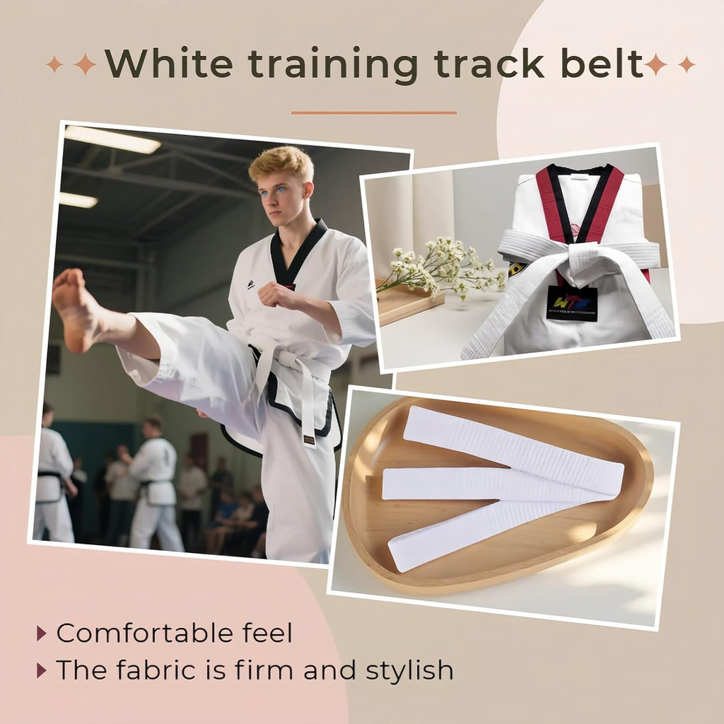 Premium 220cm/87 White Martial Arts Belt for Taekwondo Karate Judo - Double-Layered Cotton Core