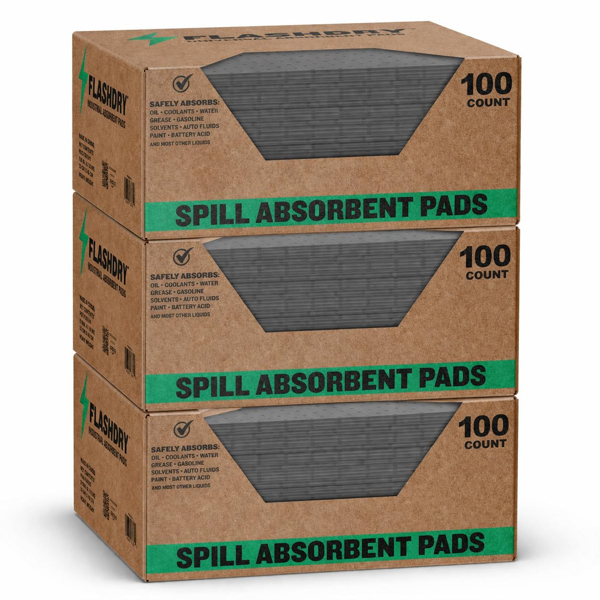 FLASHDRY Universal Spill Absorbent Pads, 17.5" x 13.5", 300-Count