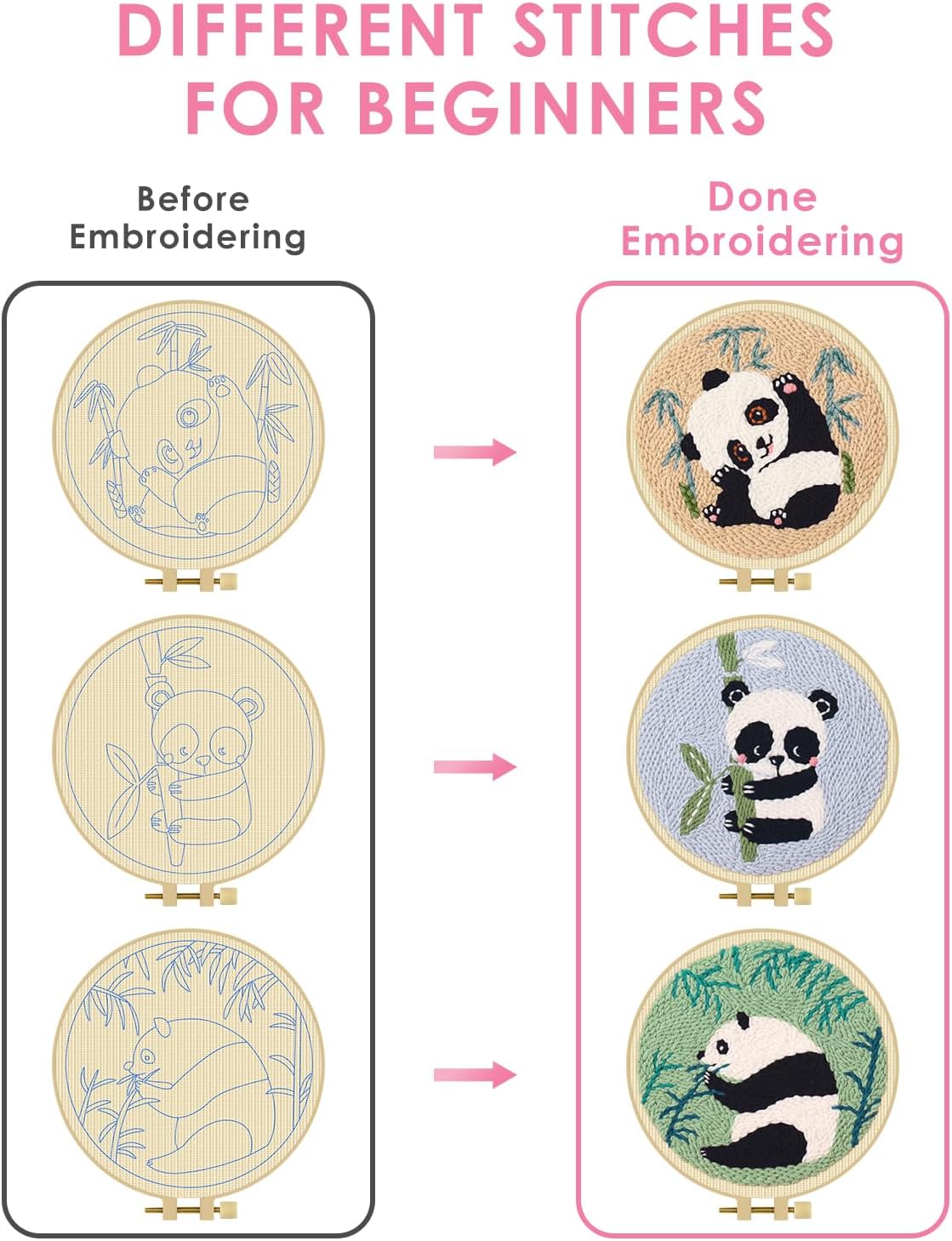 Punch Needle Kits, Panda Punch Embroidery Kits for Adults