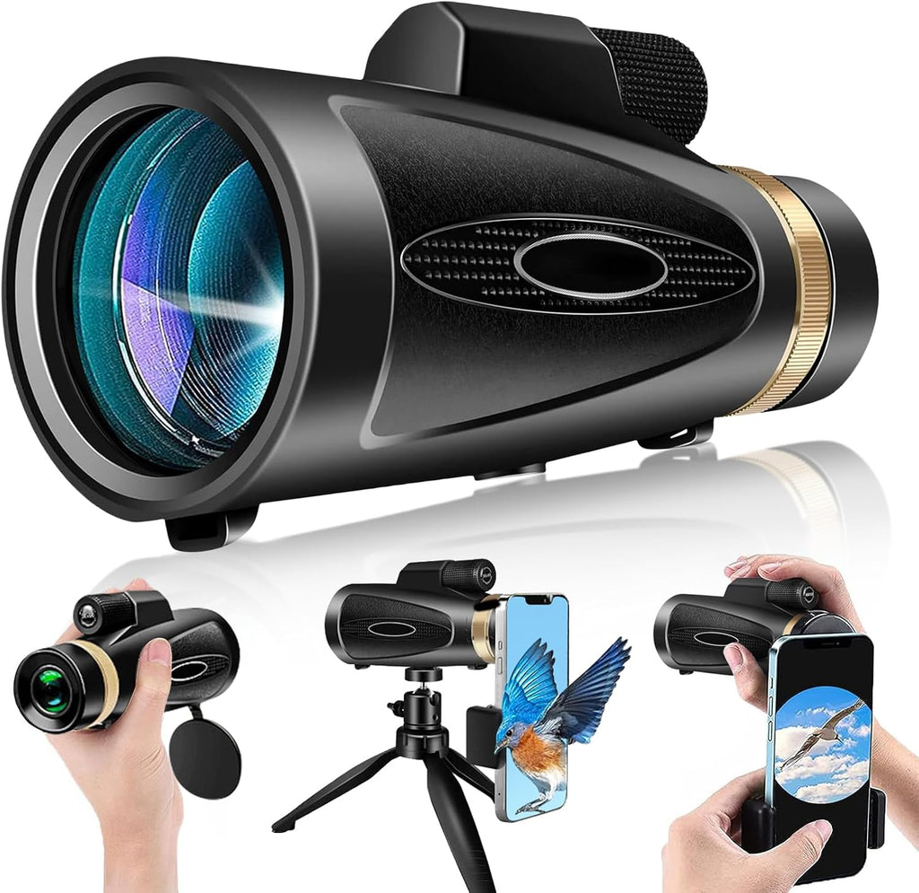 Monoculars for Adults High Powered 80x100 with Smartphone Adapter Tripod BAK4 Prism FMC Lens for Travel Bird Watching