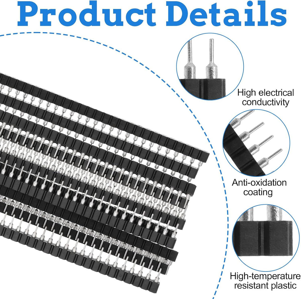 10pcs 1x40P Single Row Round Headers Machine Pin Female 0.1" 2.54mm 40 Pin Breakable PCB Breadboard Socket Connector