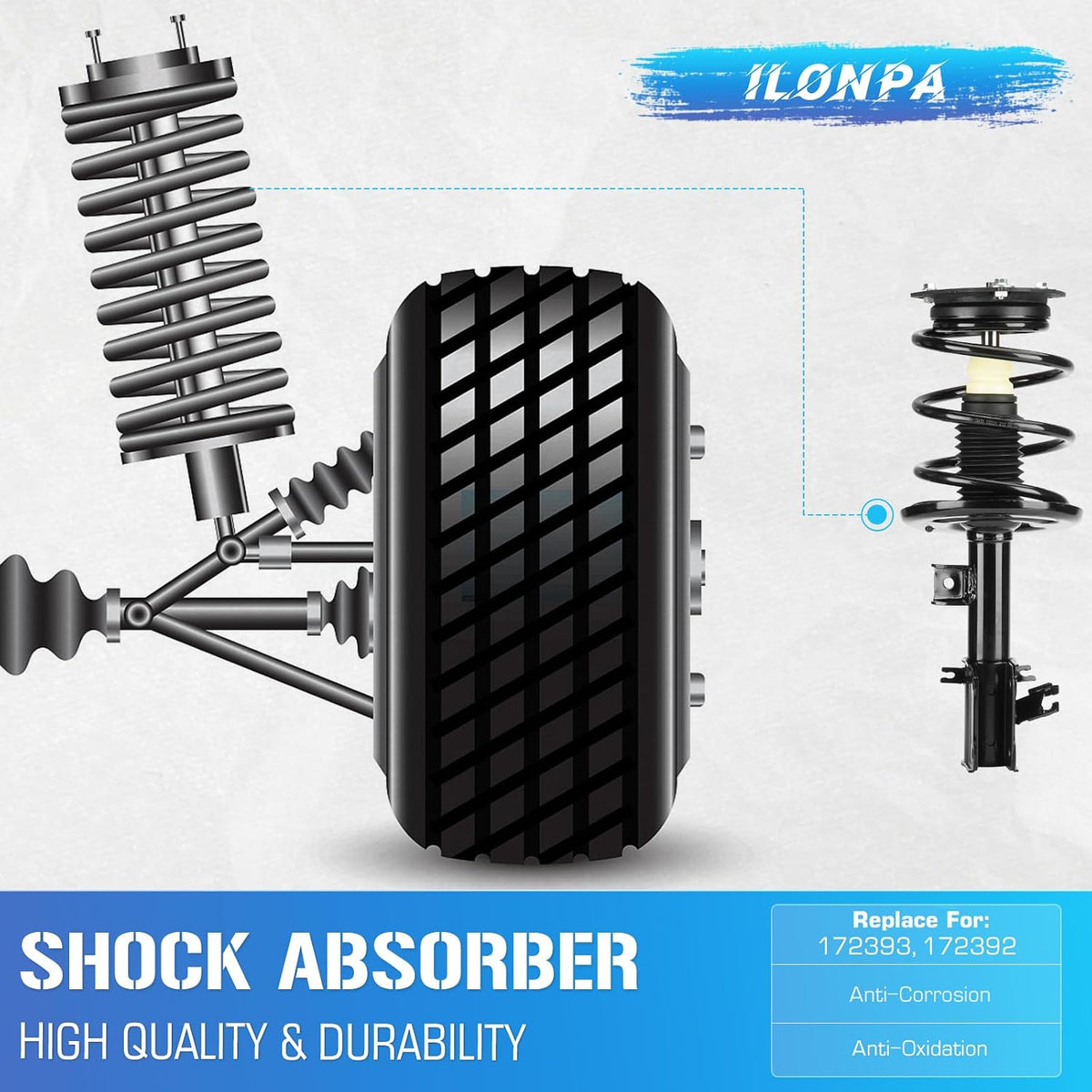 ILONPA 2PCS Front Struts Shocks for 2007-2013 Nissan Altima (Exc. Hybrid)