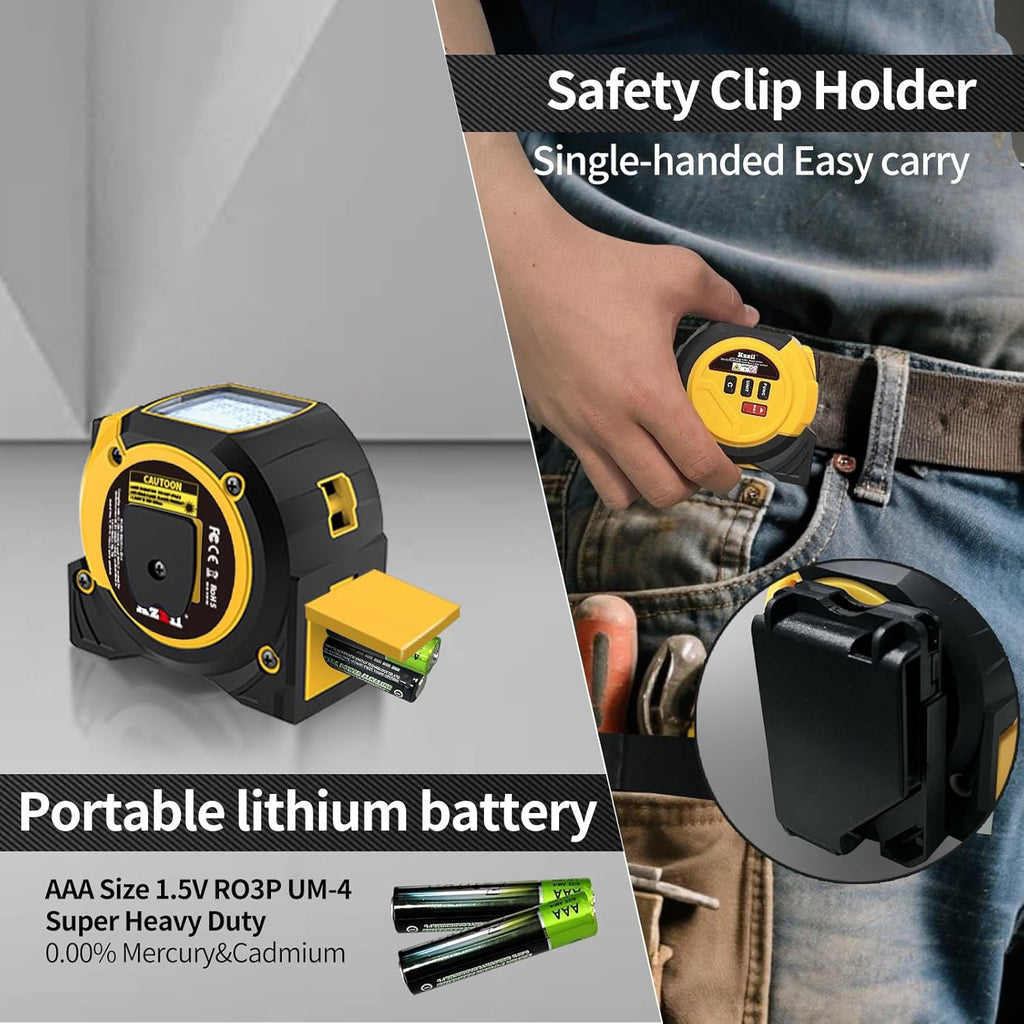 Laser Tape Measure 3 in 1 Laser Rangefinder Tape Measure 131ft Laser Measuring Tape & 16ft Tape Measure for